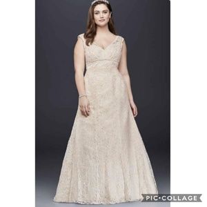 NWT All Over Beaded Trumpet Wedding Dress 18W